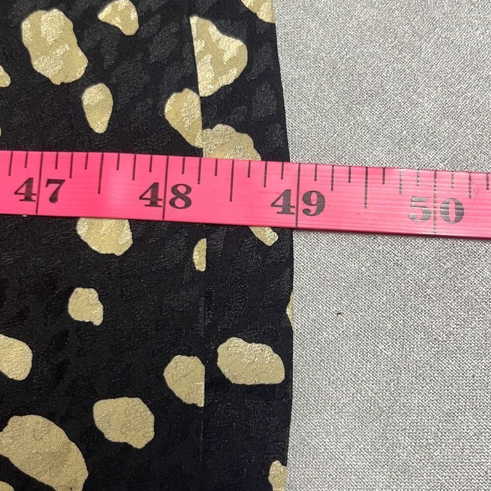 Tuleh Black Gold Animal Leopard Print 100% Silk High Neck Blouson Midi Dress XS‎ - Picture 12 of 12